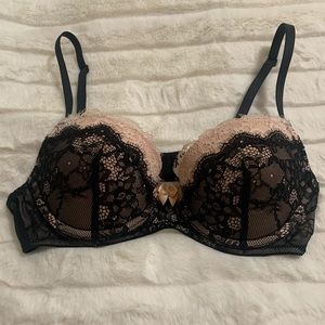 Black and Pink Adore Me Lace Bra 32B